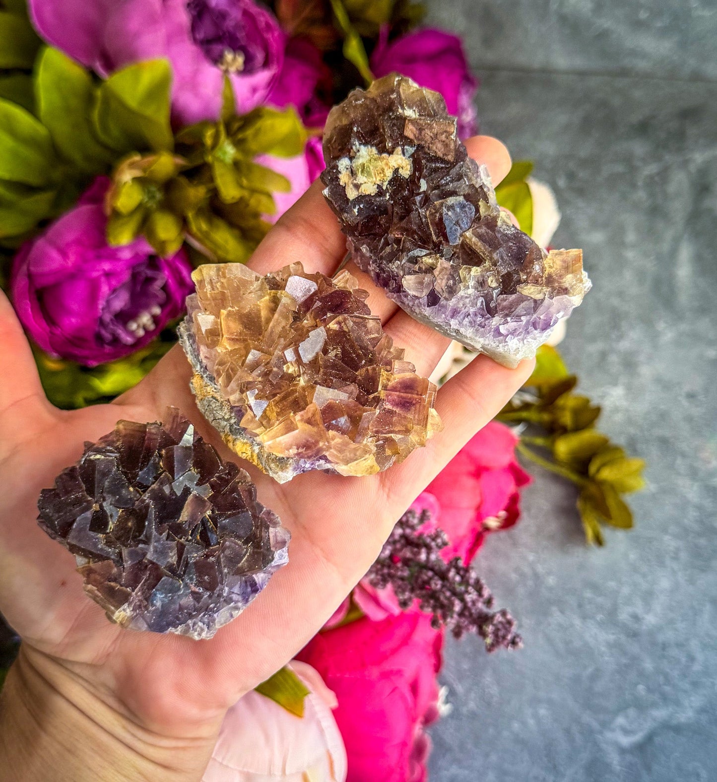 Large ANHUI Yellow Fluorite with Thousand Layer Purple Phantoms, RARE Minerals