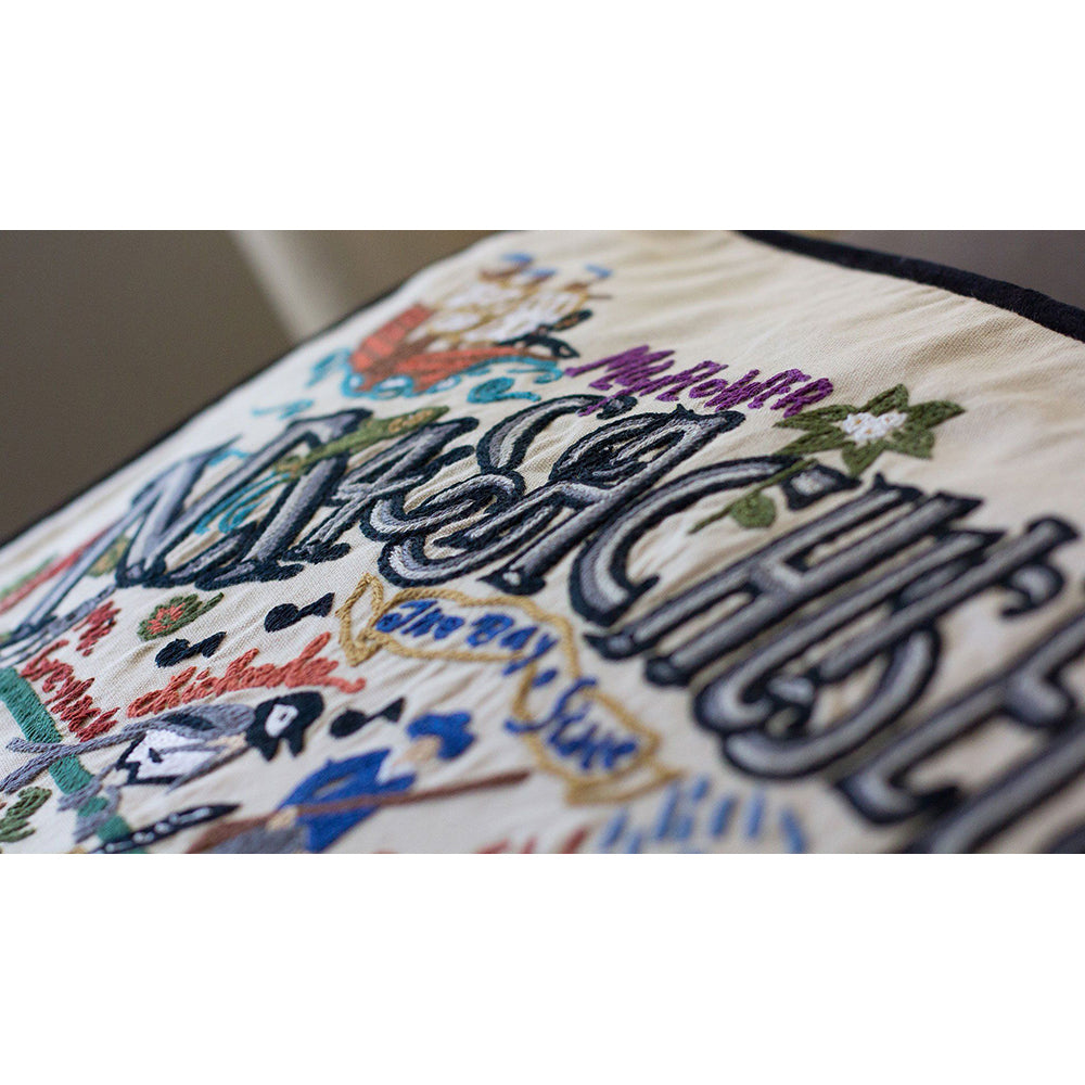 Massachusetts Hand-Embroidered Pillow Quirks!