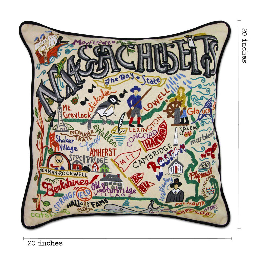 Massachusetts Hand-Embroidered Pillow Quirks!