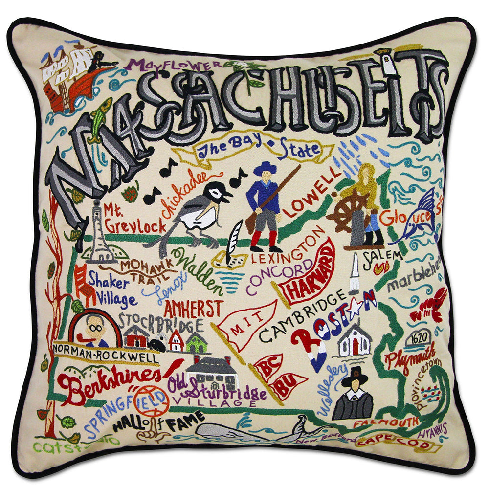 Massachusetts Hand-Embroidered Pillow Quirks!