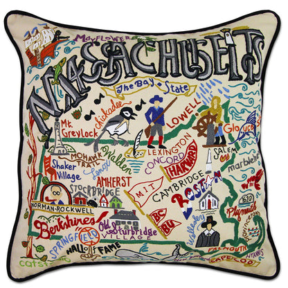 Massachusetts Hand-Embroidered Pillow Quirks!