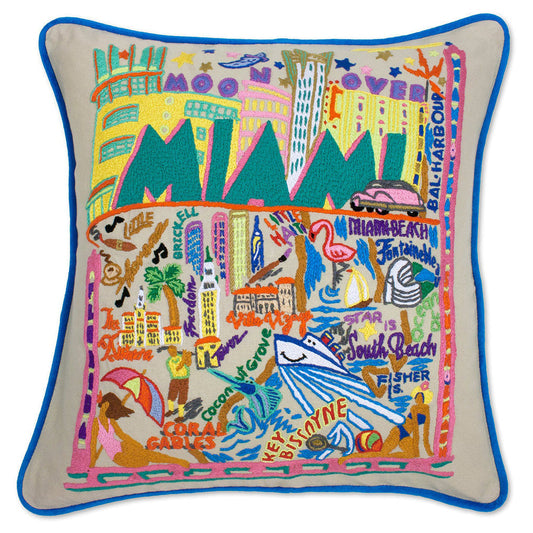 Miami Hand-Embroidered Pillow Quirks!