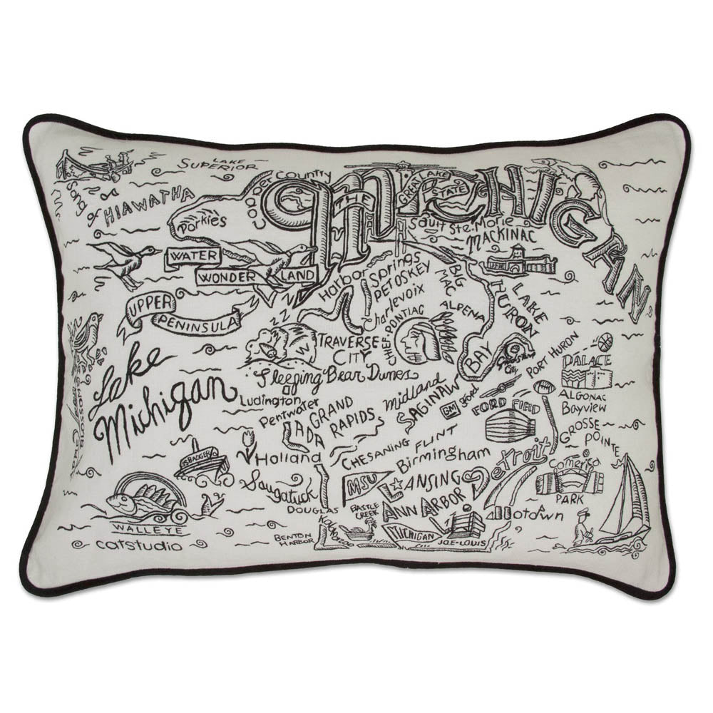 Michigan Hand-Guided Machine Pillow by CatStudio Quirks!