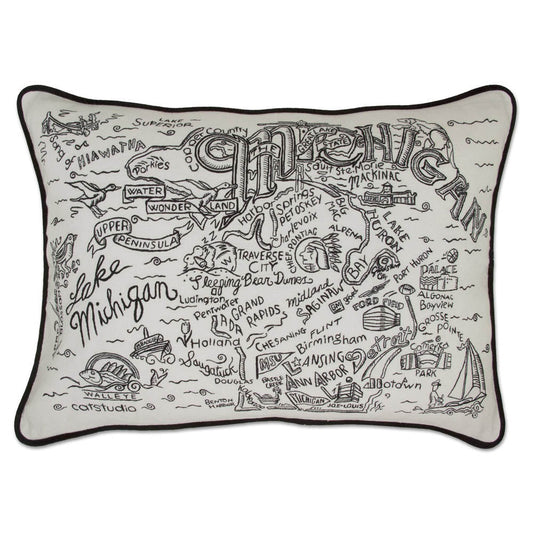 Michigan Hand-Guided Machine Pillow by CatStudio Quirks!