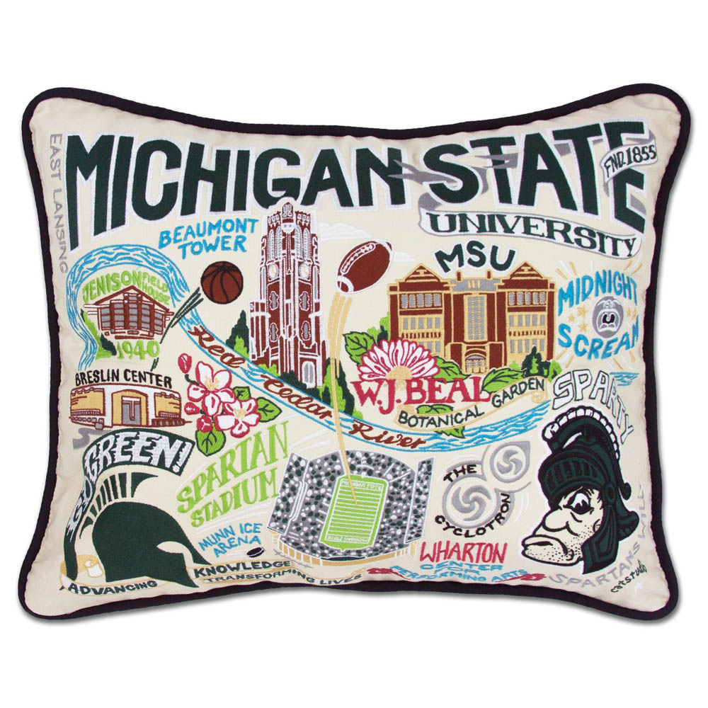 Michigan State University Collegiate Embroidered Pillow by CatStudio Quirks!