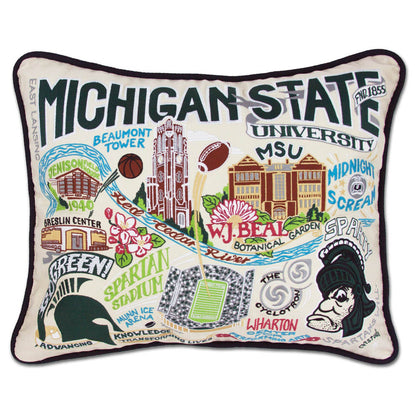 Michigan State University Collegiate Embroidered Pillow by CatStudio Quirks!
