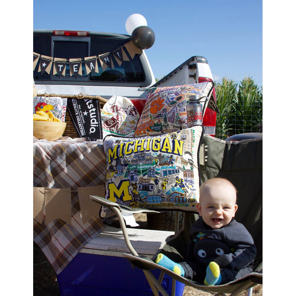 Michigan, University of Collegiate Embroidered Pillow by CatStudio Quirks!