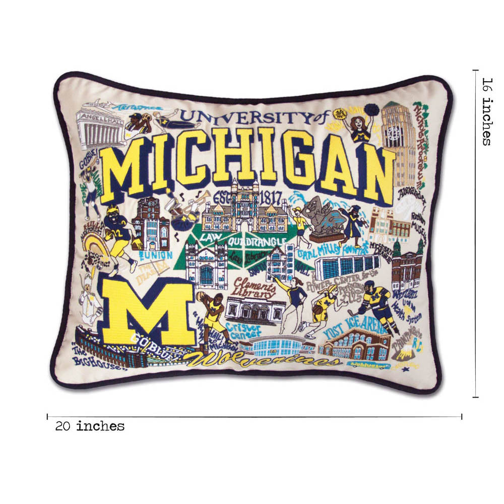 Michigan, University of Collegiate Embroidered Pillow by CatStudio Quirks!