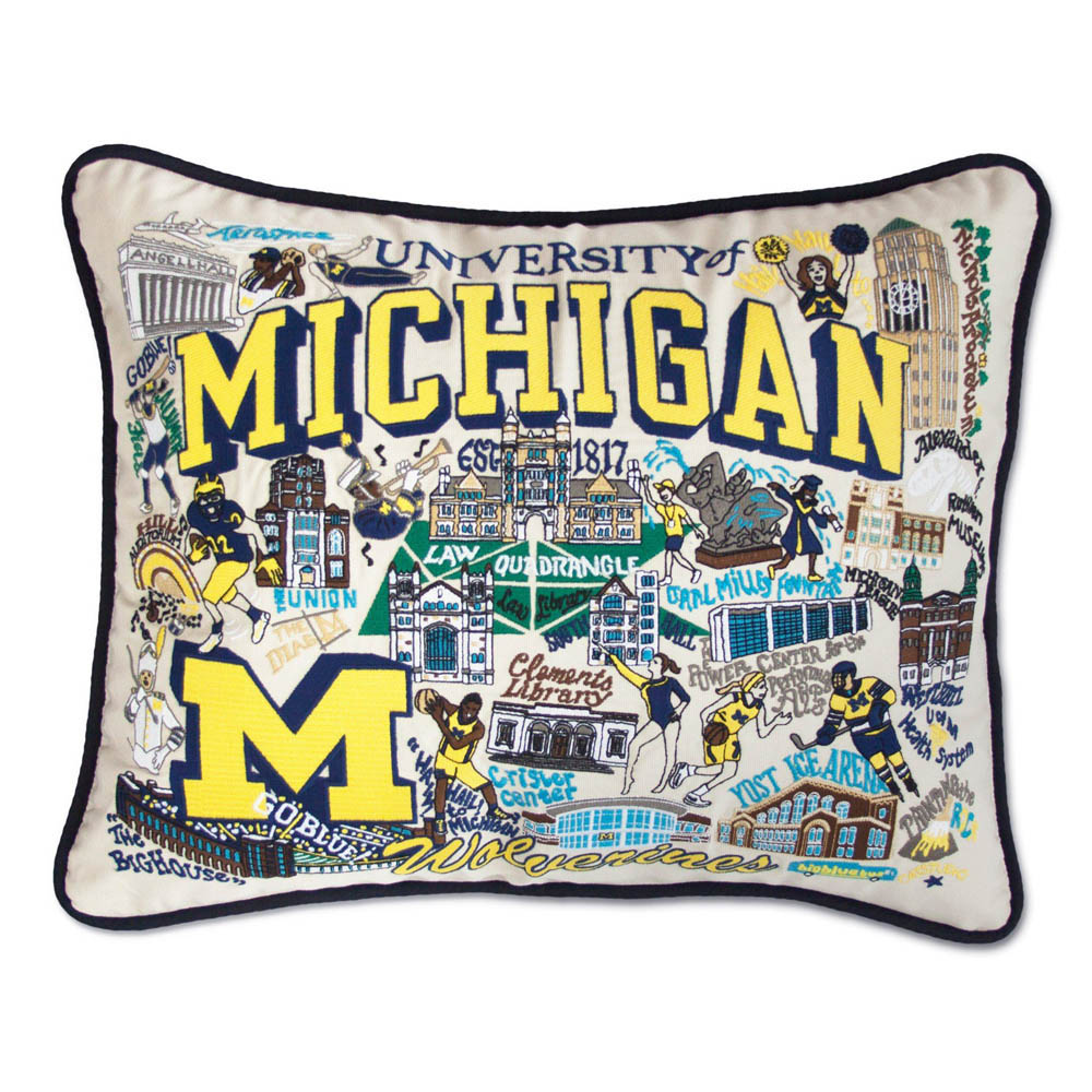 Michigan, University of Collegiate Embroidered Pillow by CatStudio Quirks!