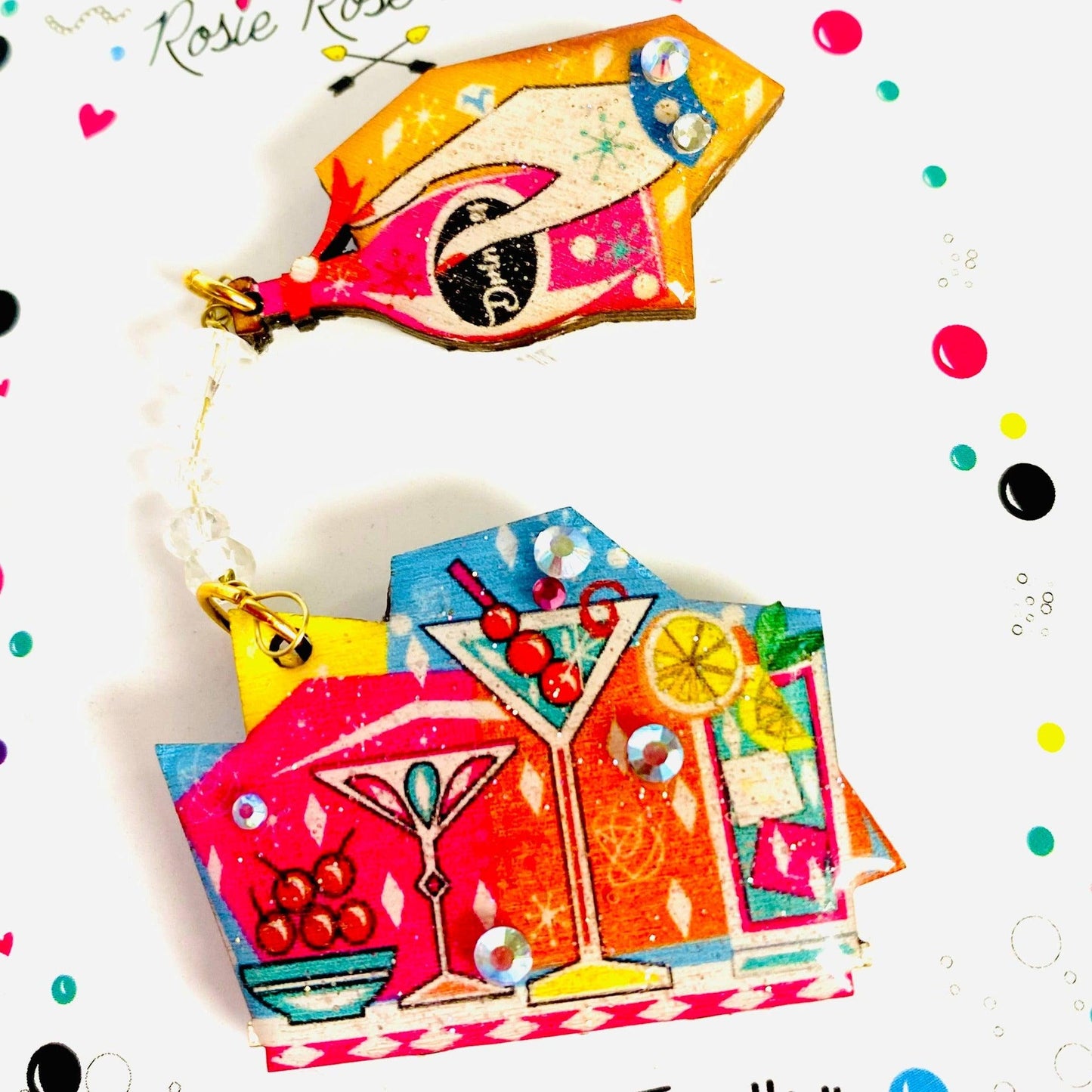 Mid-Century Cocktail Brooch Set of 2 by Rosie Rose Parker