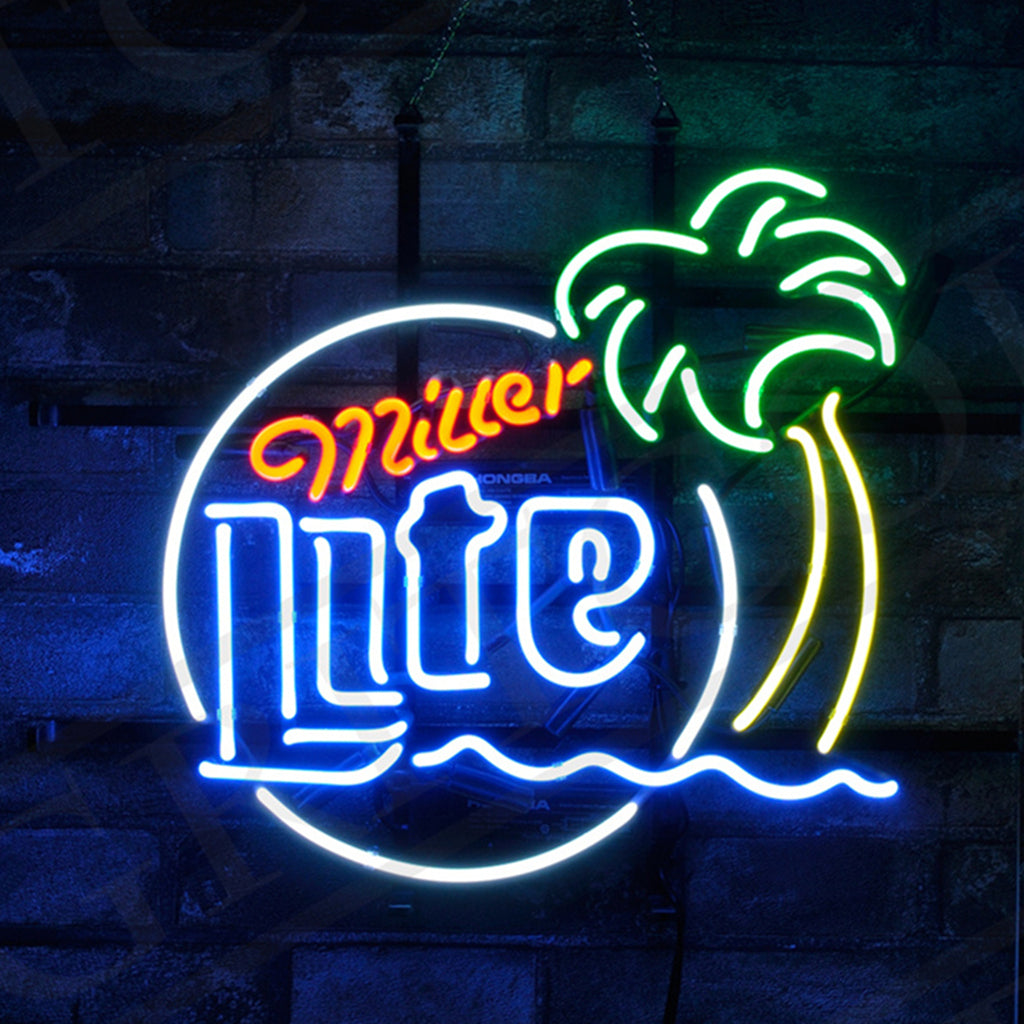 Miller Lite Palm Tree Sun Neon Signs Light Neon Signs Land