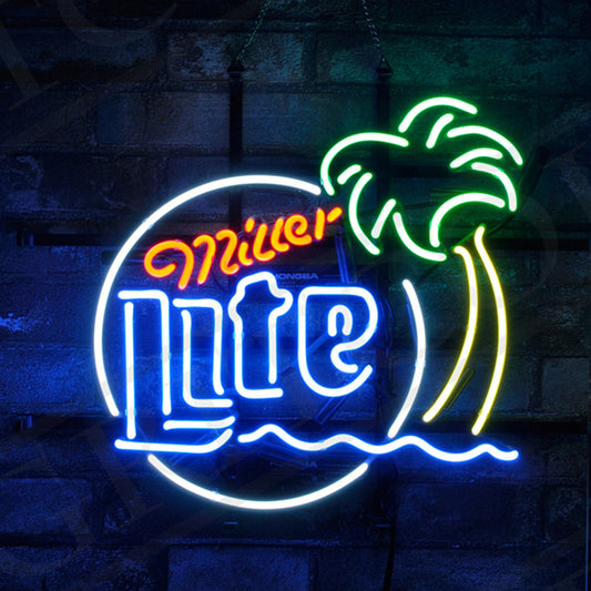 Miller Lite Palm Tree Sun Neon Signs Light Neon Signs Land