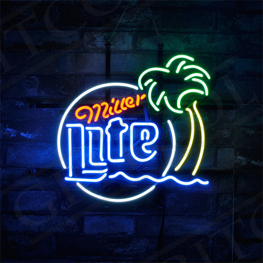 Miller Lite Palm Tree Sun Neon Signs Light Neon Signs Land