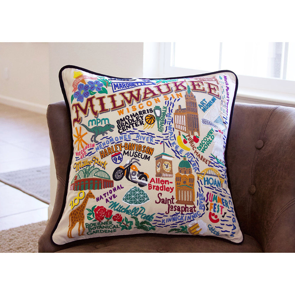 Milwaukee Hand-Embroidered Pillow Quirks!