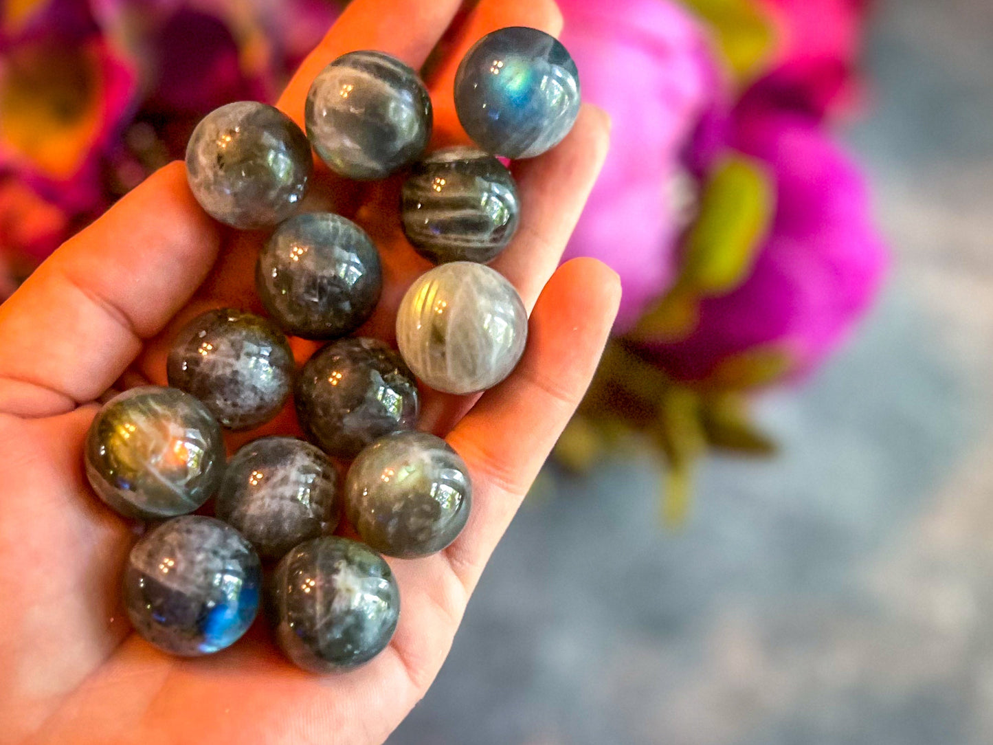 Mini Labradorite Spheres, Crystals and Stones, Labradorite Marble
