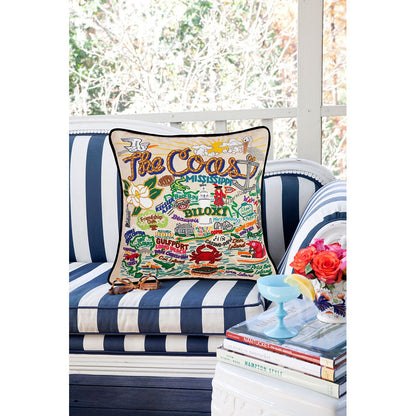 Mississippi Coast Hand-Embroidered Pillow Quirks!