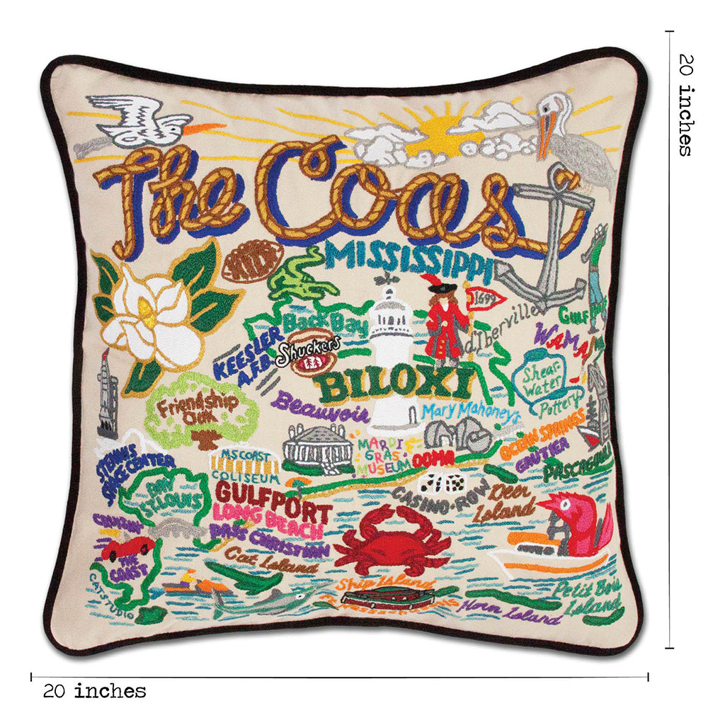 Mississippi Coast Hand-Embroidered Pillow Quirks!