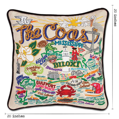 Mississippi Coast Hand-Embroidered Pillow Quirks!