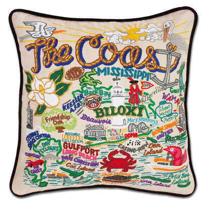 Mississippi Coast Hand-Embroidered Pillow Quirks!