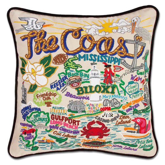 Mississippi Coast Hand-Embroidered Pillow Quirks!