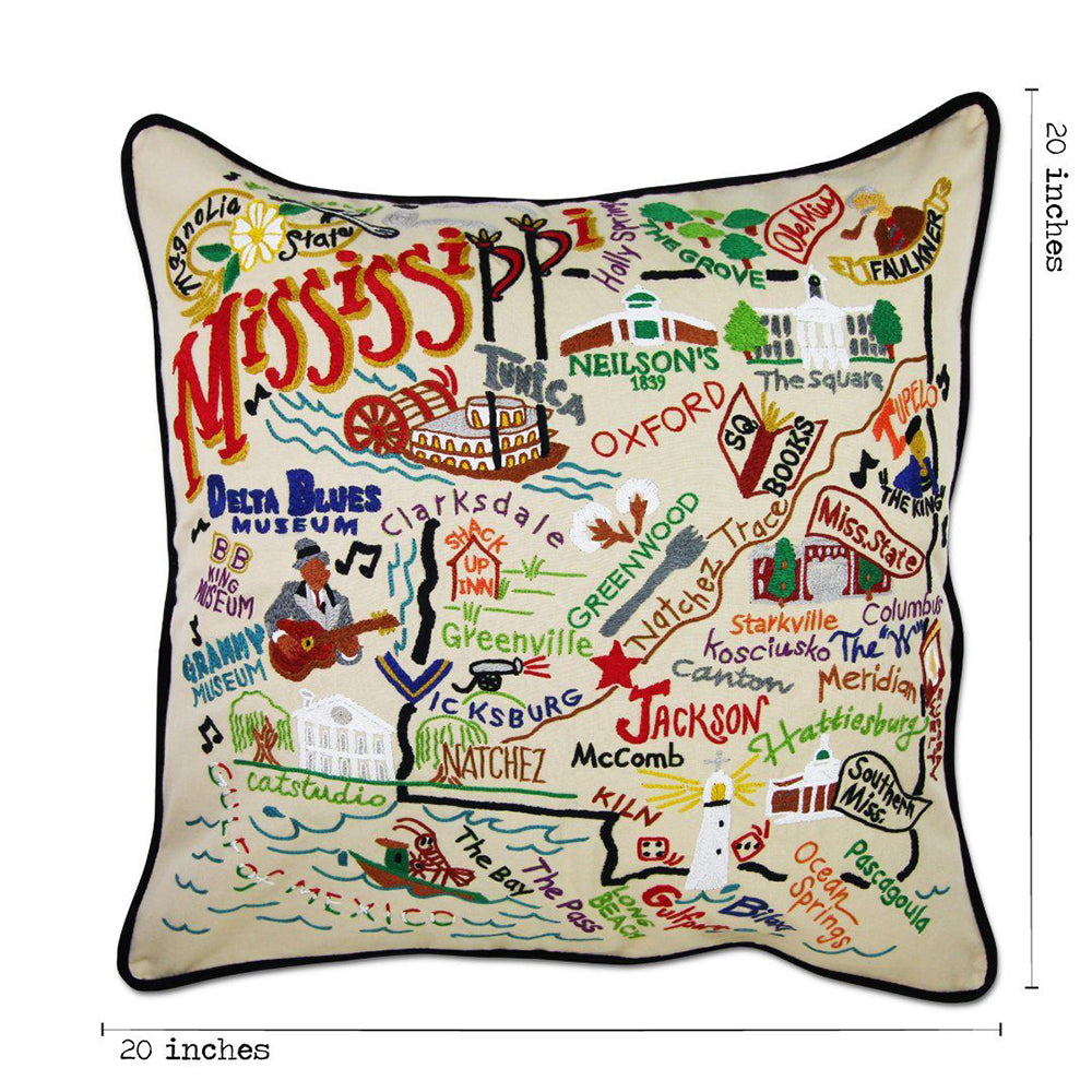 Mississippi Hand-Embroidered Pillow Quirks!