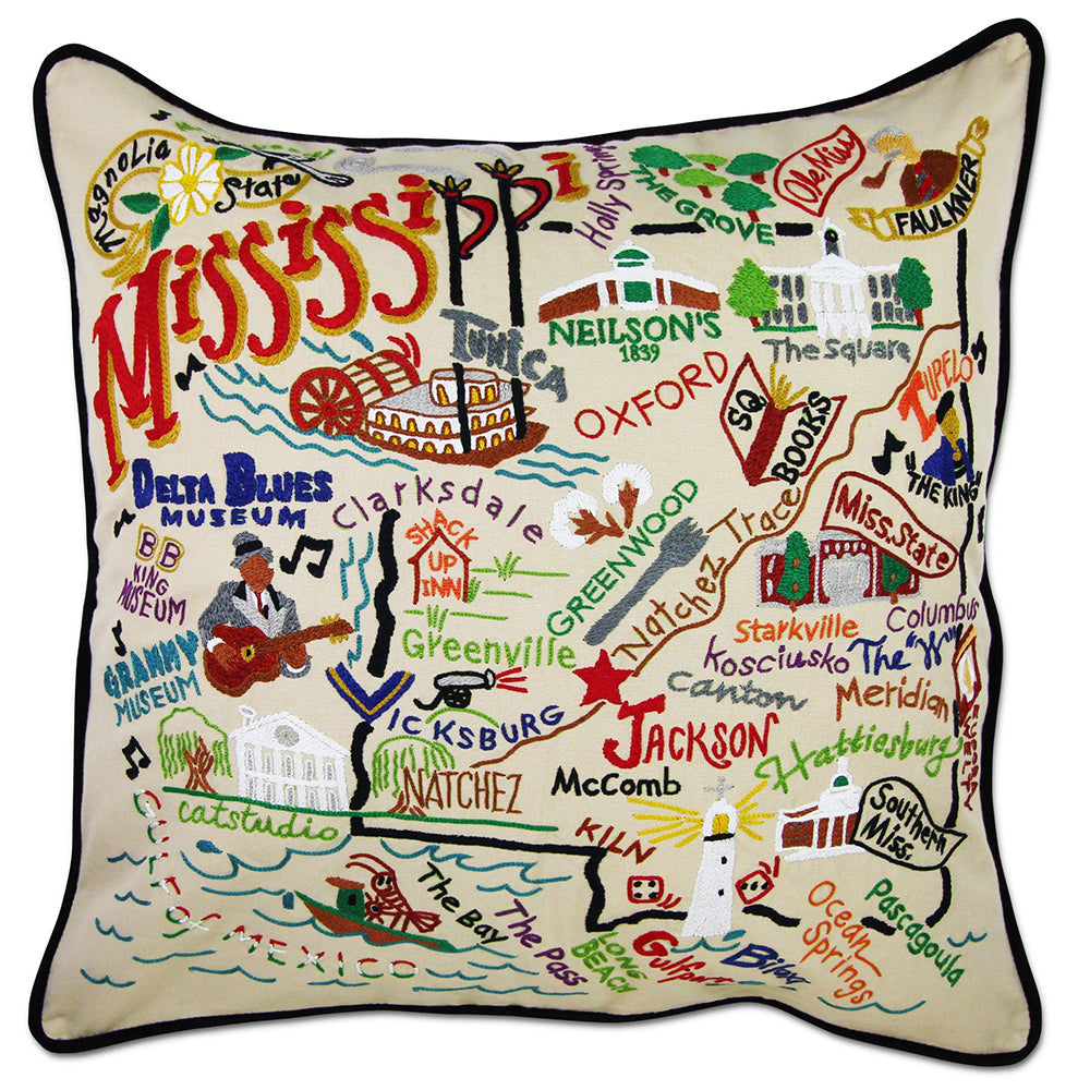Mississippi Hand-Embroidered Pillow Quirks!
