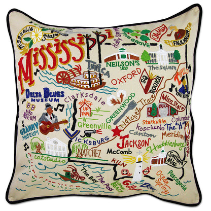 Mississippi Hand-Embroidered Pillow Quirks!