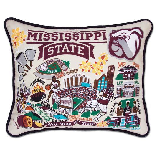 Mississippi State University Collegiate Embroidered Pillow by CatStudio Quirks!