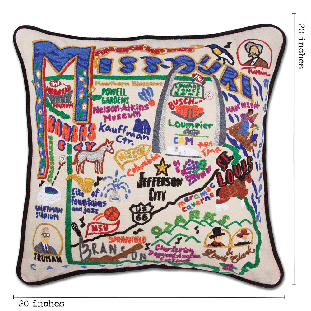 Missouri Hand-Embroidered Pillow Quirks!