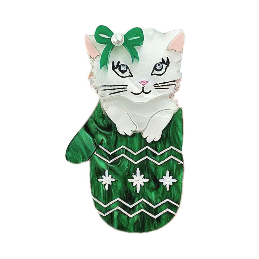 Mitten Kitten Brooch by Cherryloco