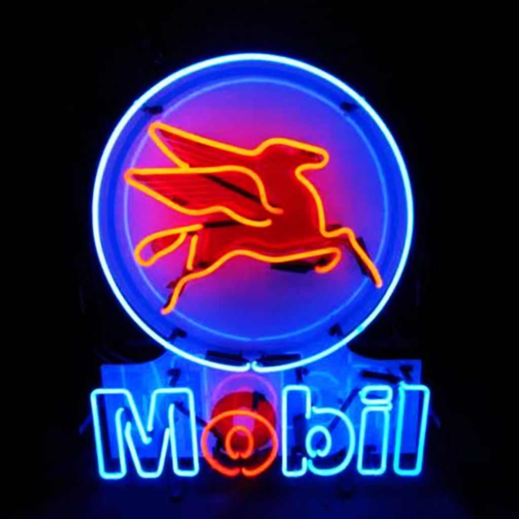 Mobil Gas Oil Flying Horse Neon Signs Light Neon Signs Land