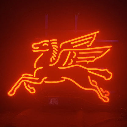 Mobilgas Flying Horse Red Neon Sign Light Glass Neon Signs Land