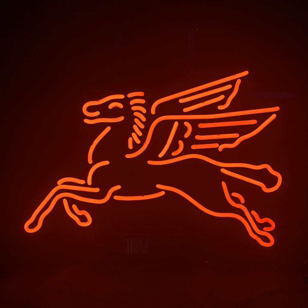 Mobilgas Flying Horse Red Neon Sign Light Glass Neon Signs Land