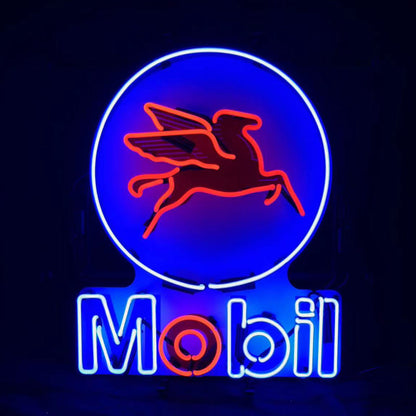 Mobil Gas Oil Flying Horse Neon Signs Light Neon Signs Land