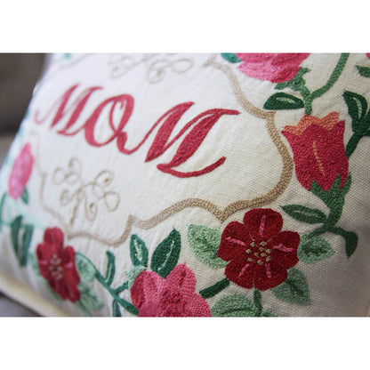 Mom Love Letters Hand-Embroidered Pillow - Available in Rose and Natural by CatStudio Quirks!