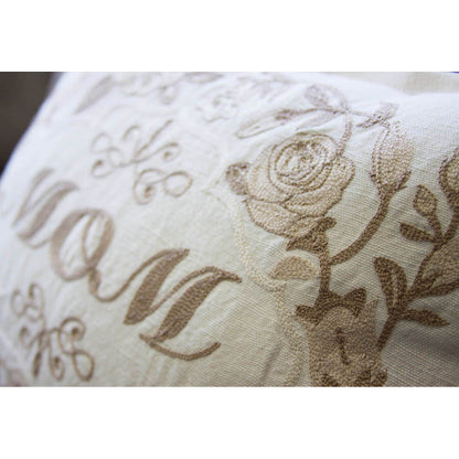 Mom Love Letters Hand-Embroidered Pillow - Available in Rose and Natural by CatStudio Quirks!