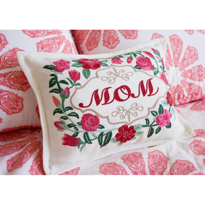 Mom Love Letters Hand-Embroidered Pillow - Available in Rose and Natural by CatStudio Quirks!