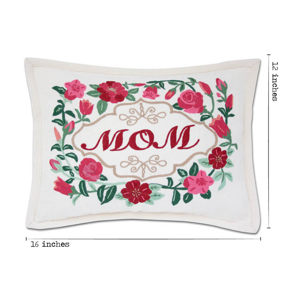Mom Love Letters Hand-Embroidered Pillow - Available in Rose and Natural by CatStudio Quirks!