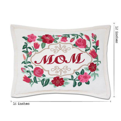 Mom Love Letters Hand-Embroidered Pillow - Available in Rose and Natural by CatStudio Quirks!