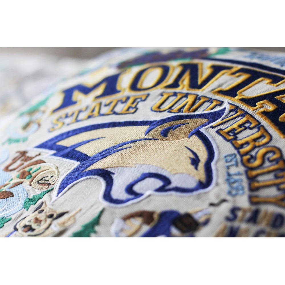 Montana State University Collegiate Embroidered Pillow by CatStudio Quirks!