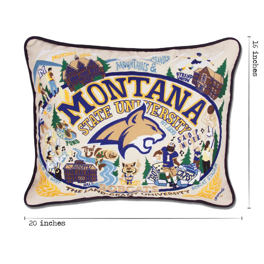 Montana State University Collegiate Embroidered Pillow by CatStudio Quirks!