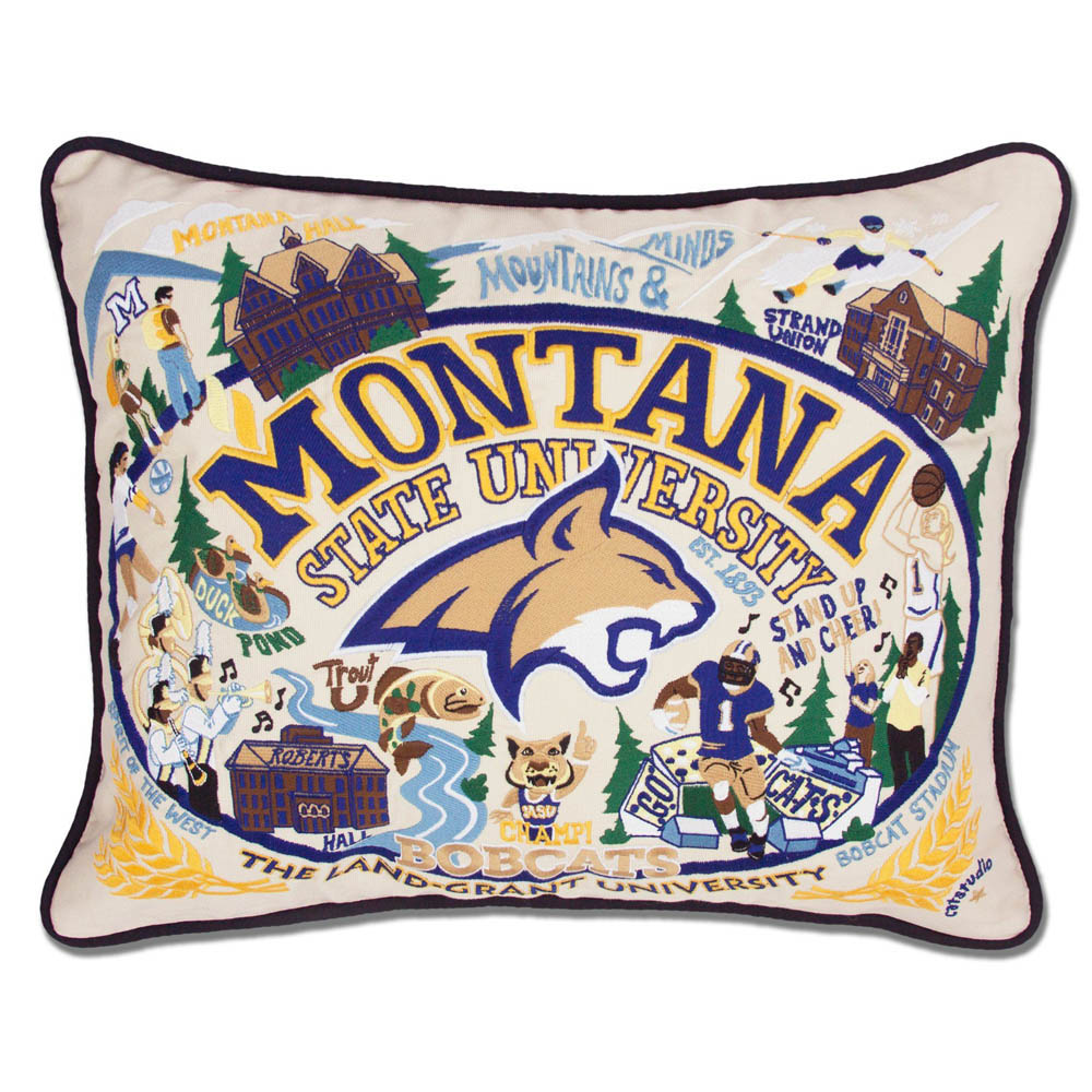 Montana State University Collegiate Embroidered Pillow by CatStudio Quirks!