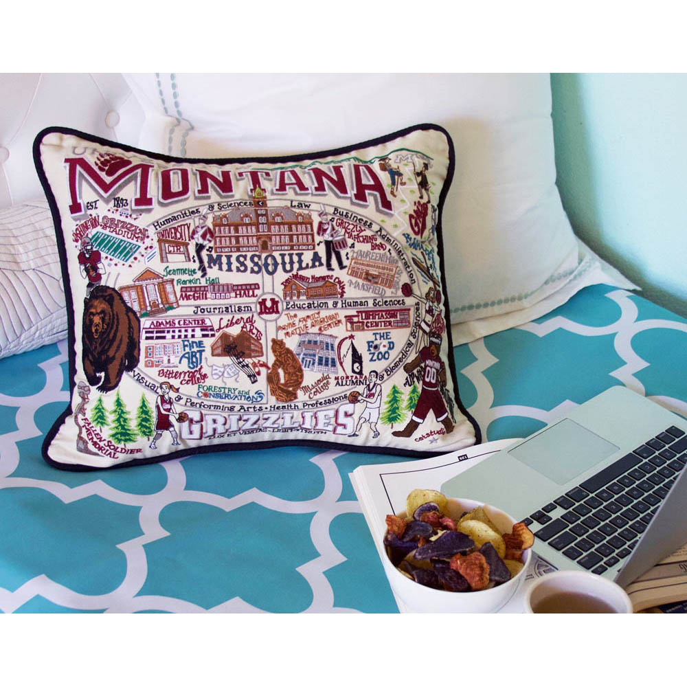 Montana, University of Collegiate Embroidered Pillow by CatStudio Quirks!