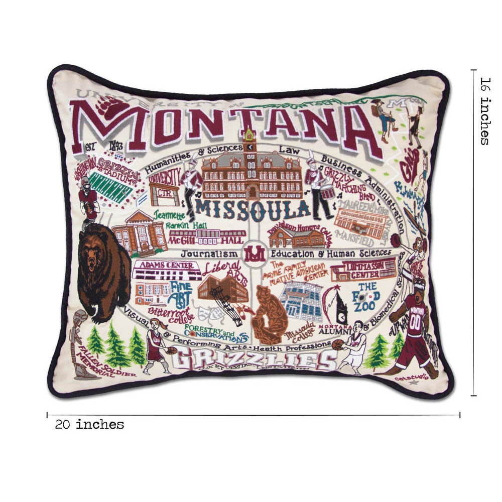 Montana, University of Collegiate Embroidered Pillow by CatStudio Quirks!