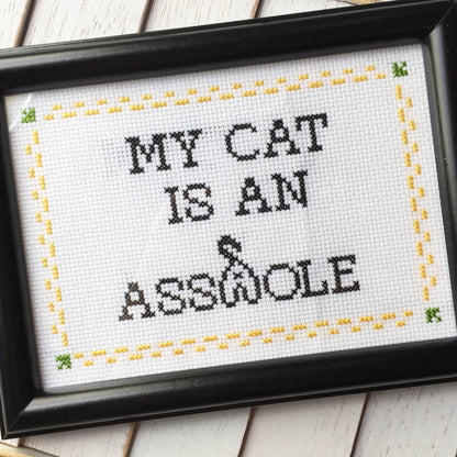 My Cat is an Asshole Cross Stitch Kit (6”)