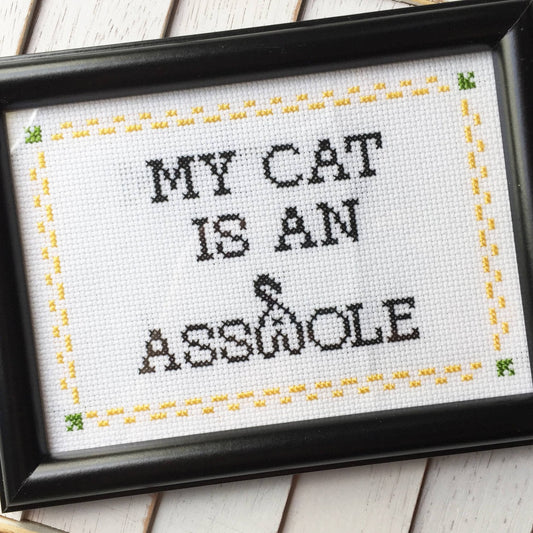 My Cat is an Asshole Cross Stitch Kit (6”)
