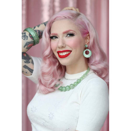 Narrow Green Lagoon Glitter Medium Bangle by Splendette