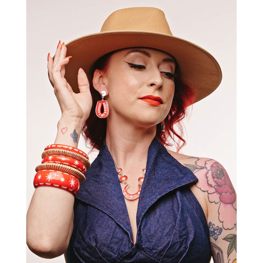 Narrow Necktie Red Bangle by Splendette - MEDIUM