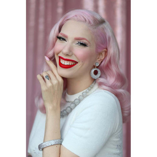 Narrow Silver Glitter Medium Bangle by Splendette