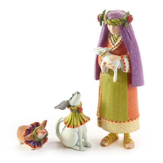 Nativity Shepherdess with Dog Figures by Patience Brewster Quirks!
